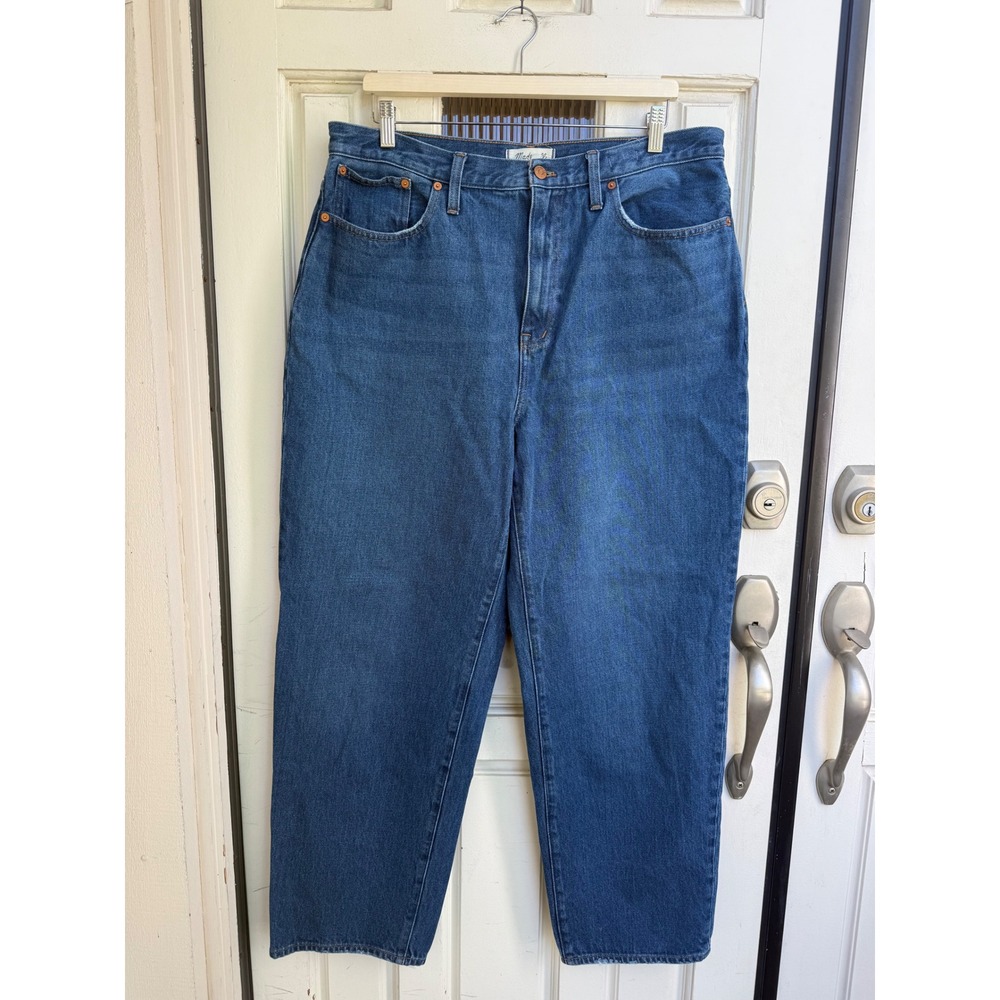 Madewell Baggy Straight Jeans Medium Wash Cotton Hemp High Rise Relaxed Size 32